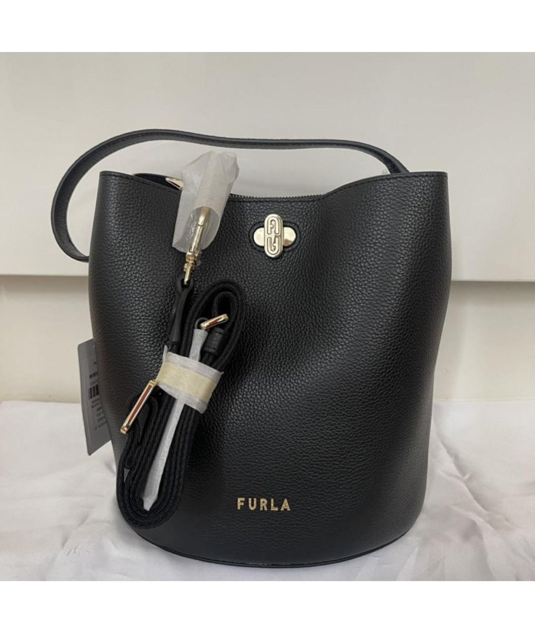 FURLA Черная кожаная сумка через плечо, фото 9
