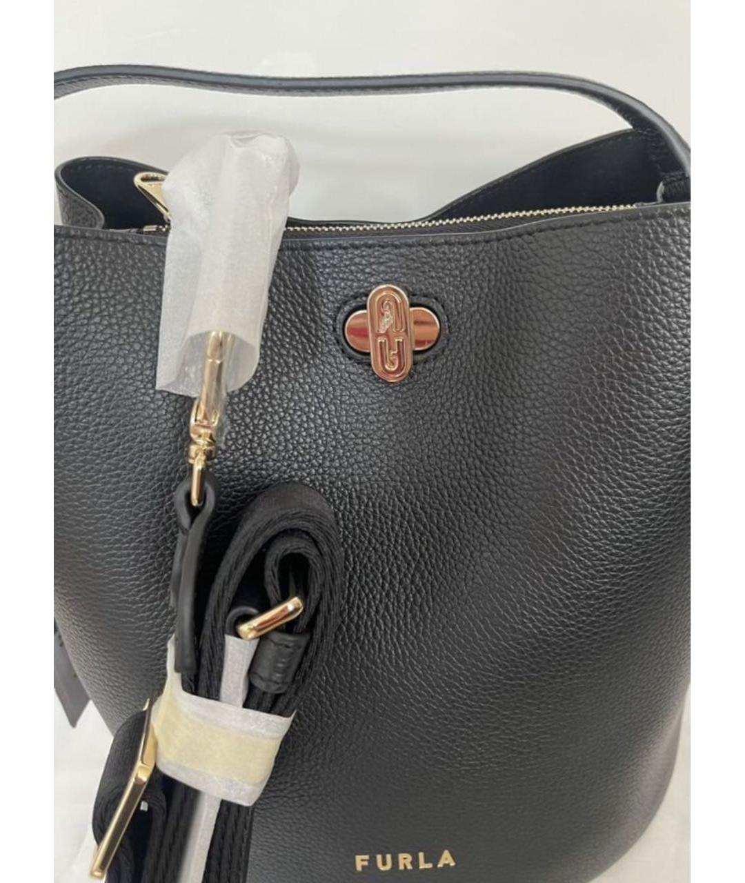FURLA Черная кожаная сумка через плечо, фото 4