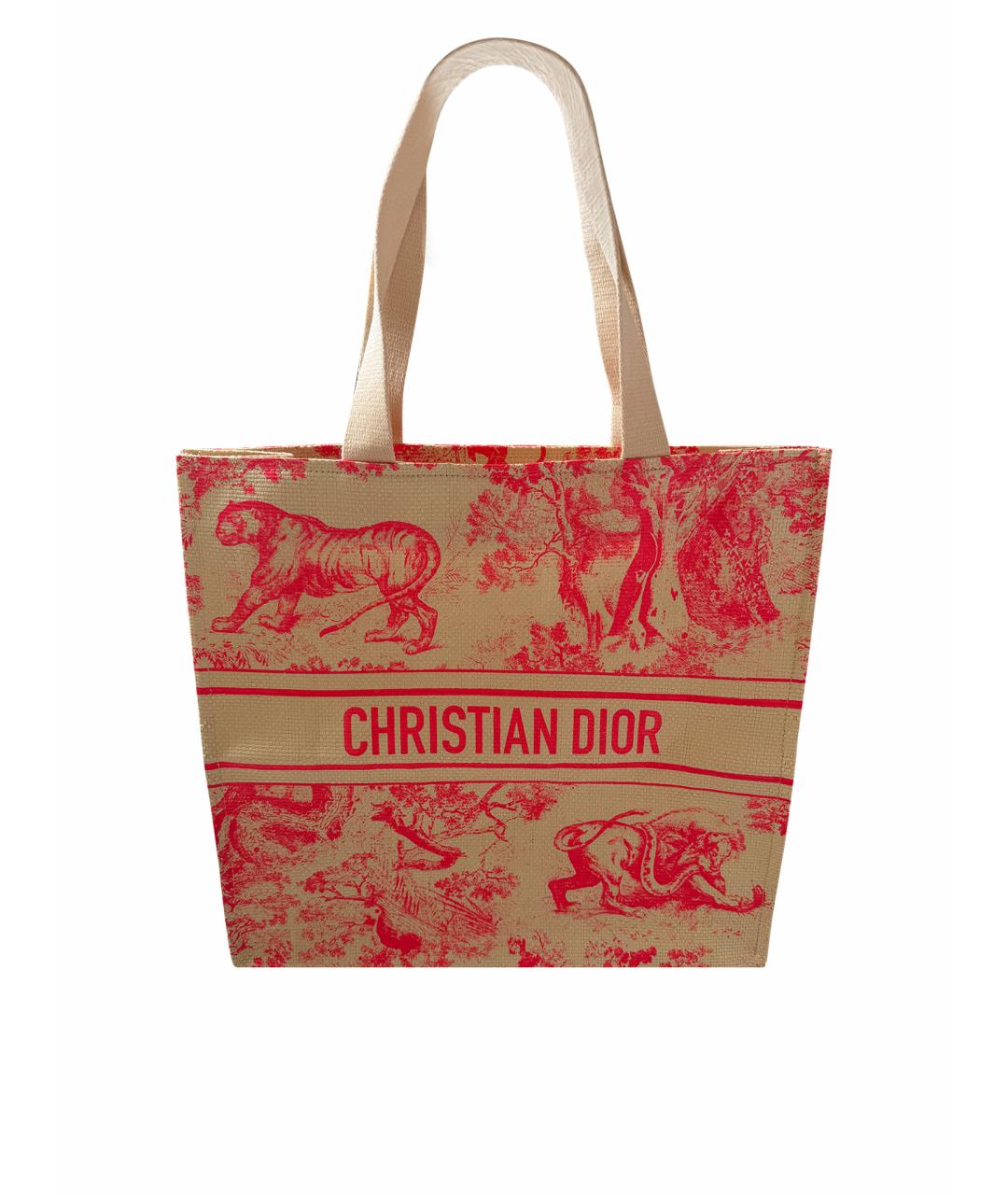 CHRISTIAN DIOR PRE-OWNED Коралловая пелетеная пляжная сумка, фото 1