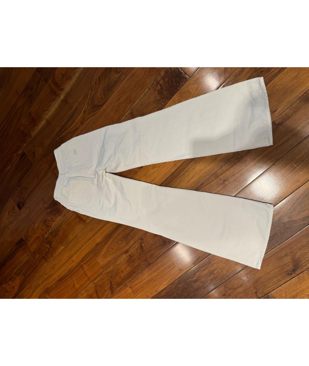 LORO PIANA Белые хлопко-леновые джинсы клеш, фото 2