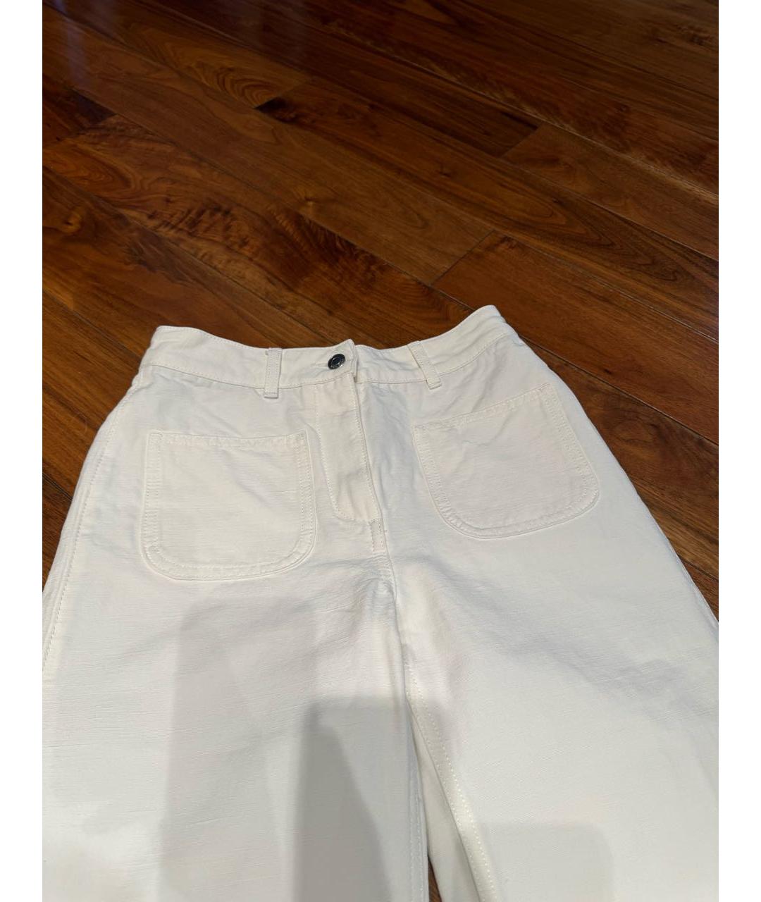 LORO PIANA Белые хлопко-леновые джинсы клеш, фото 4