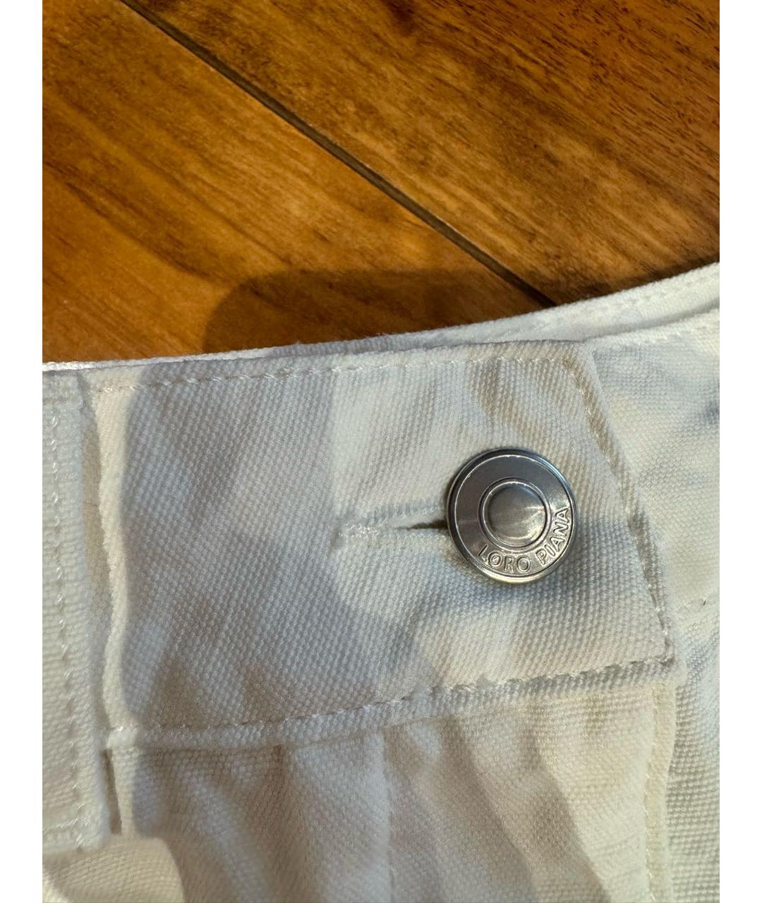 LORO PIANA Белые хлопко-леновые джинсы клеш, фото 6