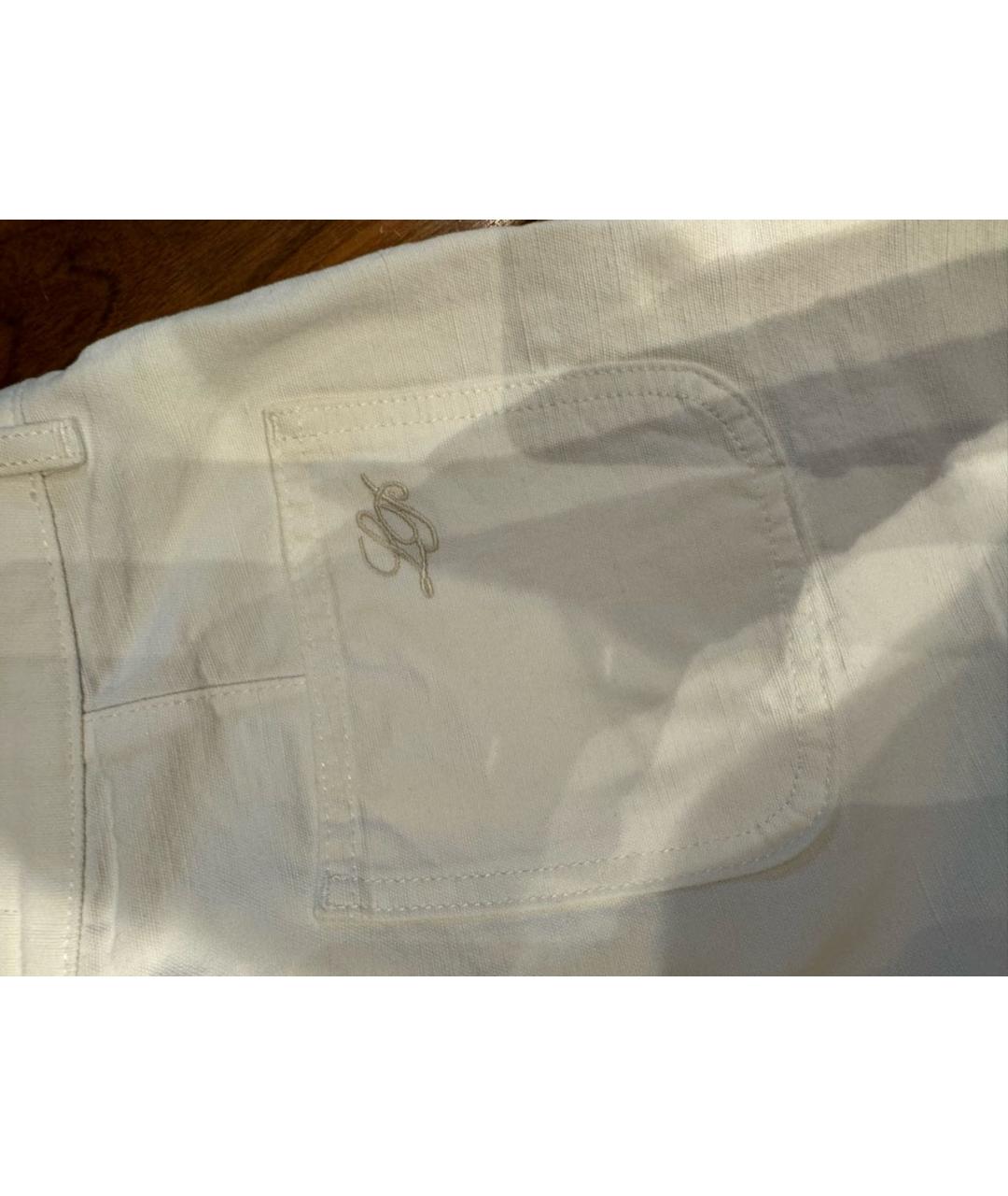 LORO PIANA Белые хлопко-леновые джинсы клеш, фото 5