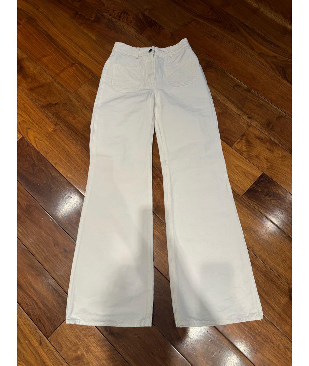 LORO PIANA Белые хлопко-леновые джинсы клеш, фото 8