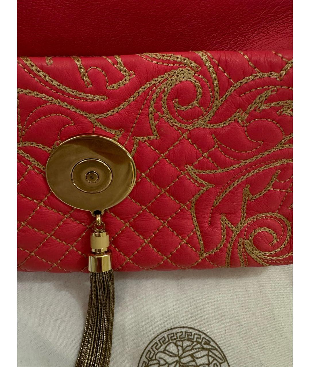 VERSACE Розовая кожаная сумка с короткими ручками, фото 6