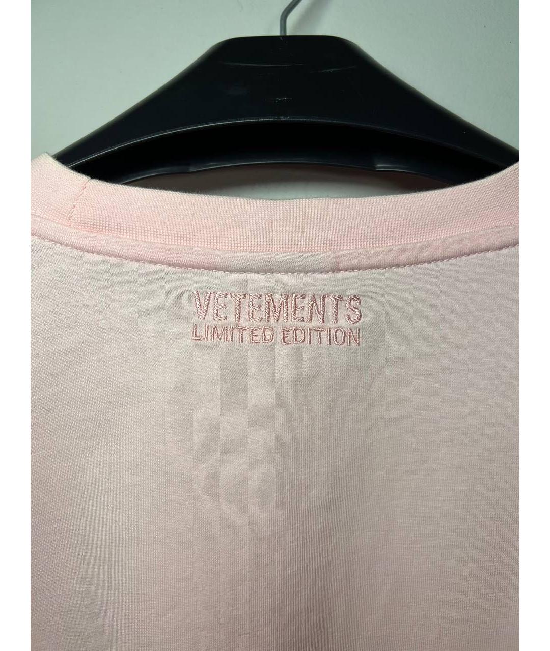 VETEMENTS Розовая хлопковая футболка, фото 5
