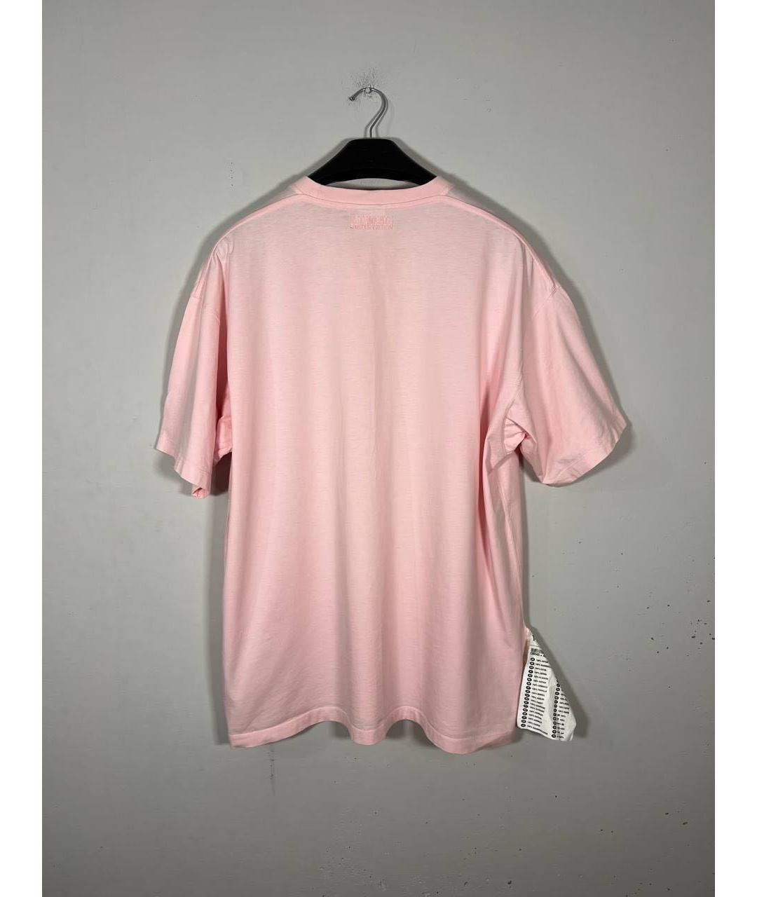 VETEMENTS Розовая хлопковая футболка, фото 3