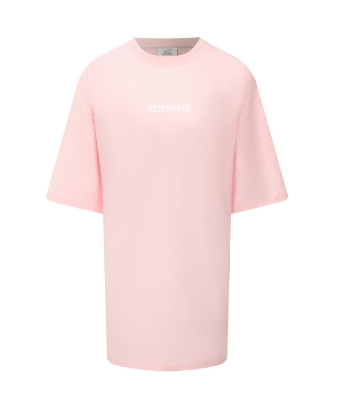 VETEMENTS Розовая хлопковая футболка, фото 1