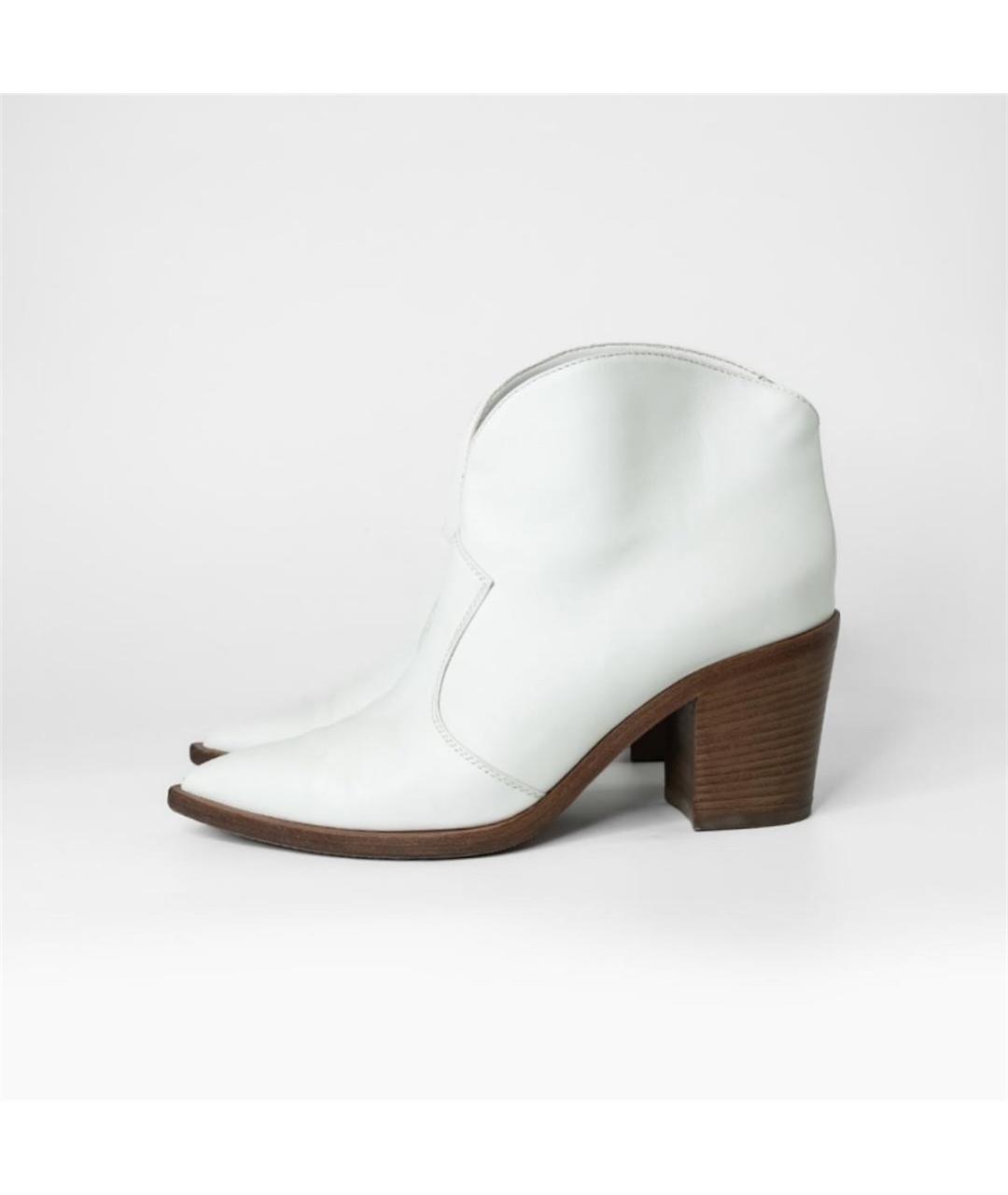 GIANVITO ROSSI Белые кожаные ботильоны, фото 5