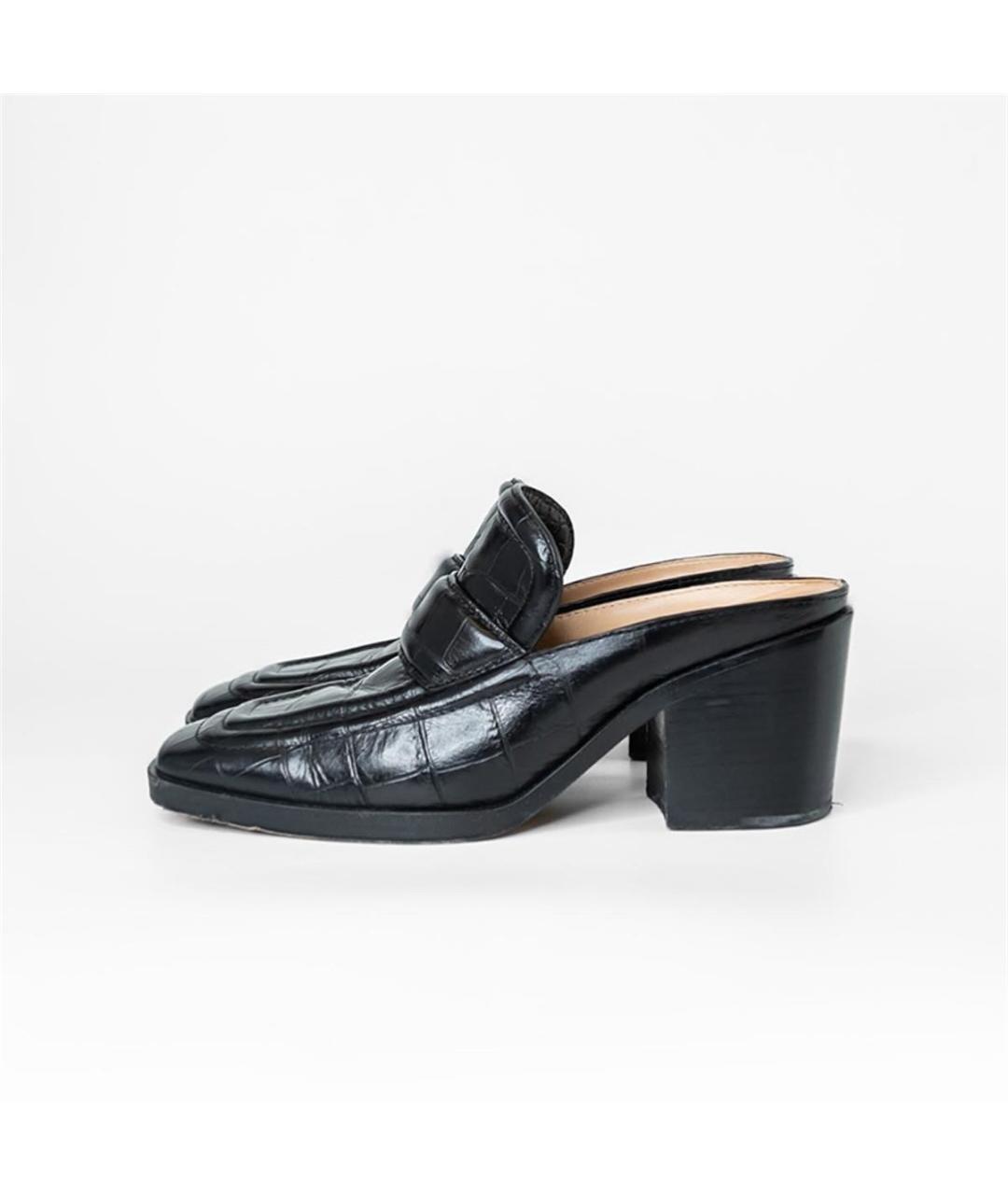 BOTTEGA VENETA Черные кожаные сабо, фото 5