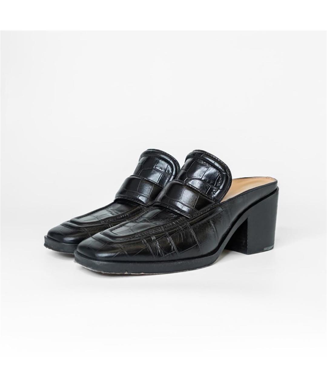 BOTTEGA VENETA Черные кожаные сабо, фото 2