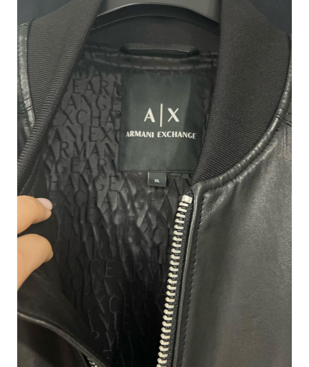 ARMANI EXCHANGE Черная кожаная куртка, фото 8