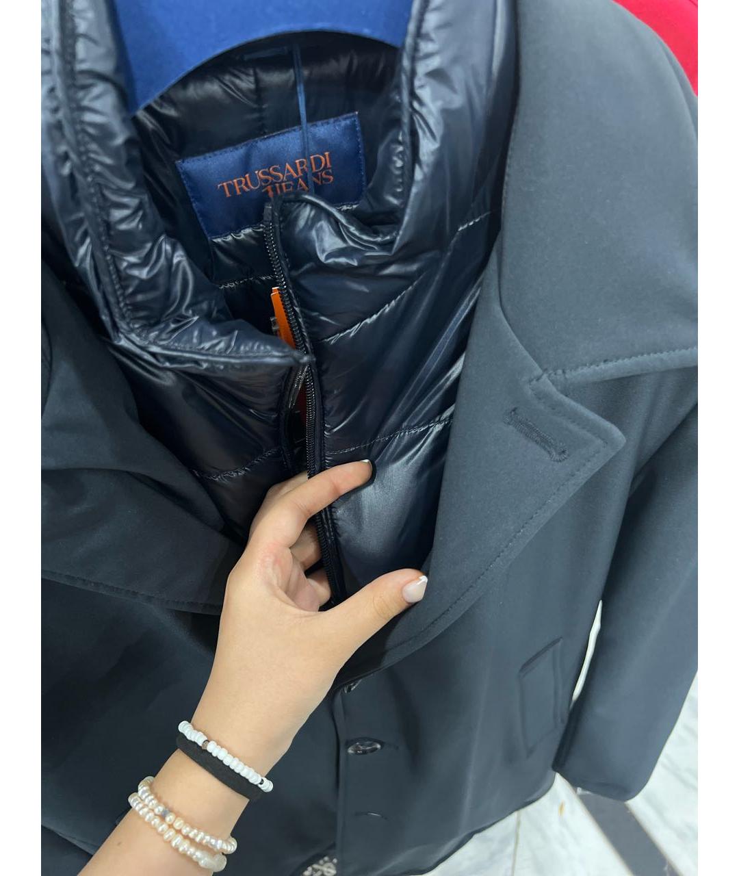 TRUSSARDI JEANS Темно-синяя полиэстеровая куртка, фото 5
