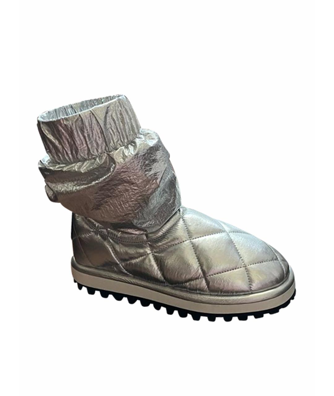 DOLCE&GABBANA Серебряные текстильные ботинки, фото 1