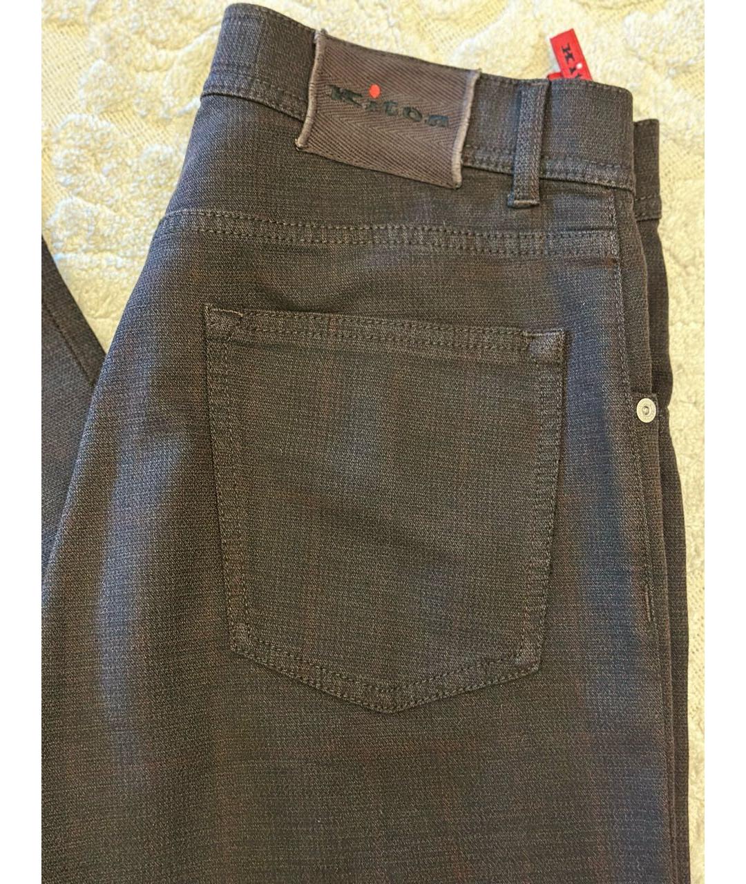 KITON Коричневые хлопковые прямые джинсы, фото 3