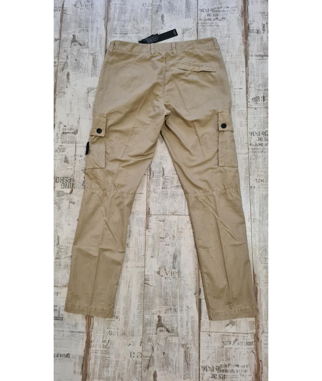 STONE ISLAND Бежевые хлопковые брюки чинос, фото 8