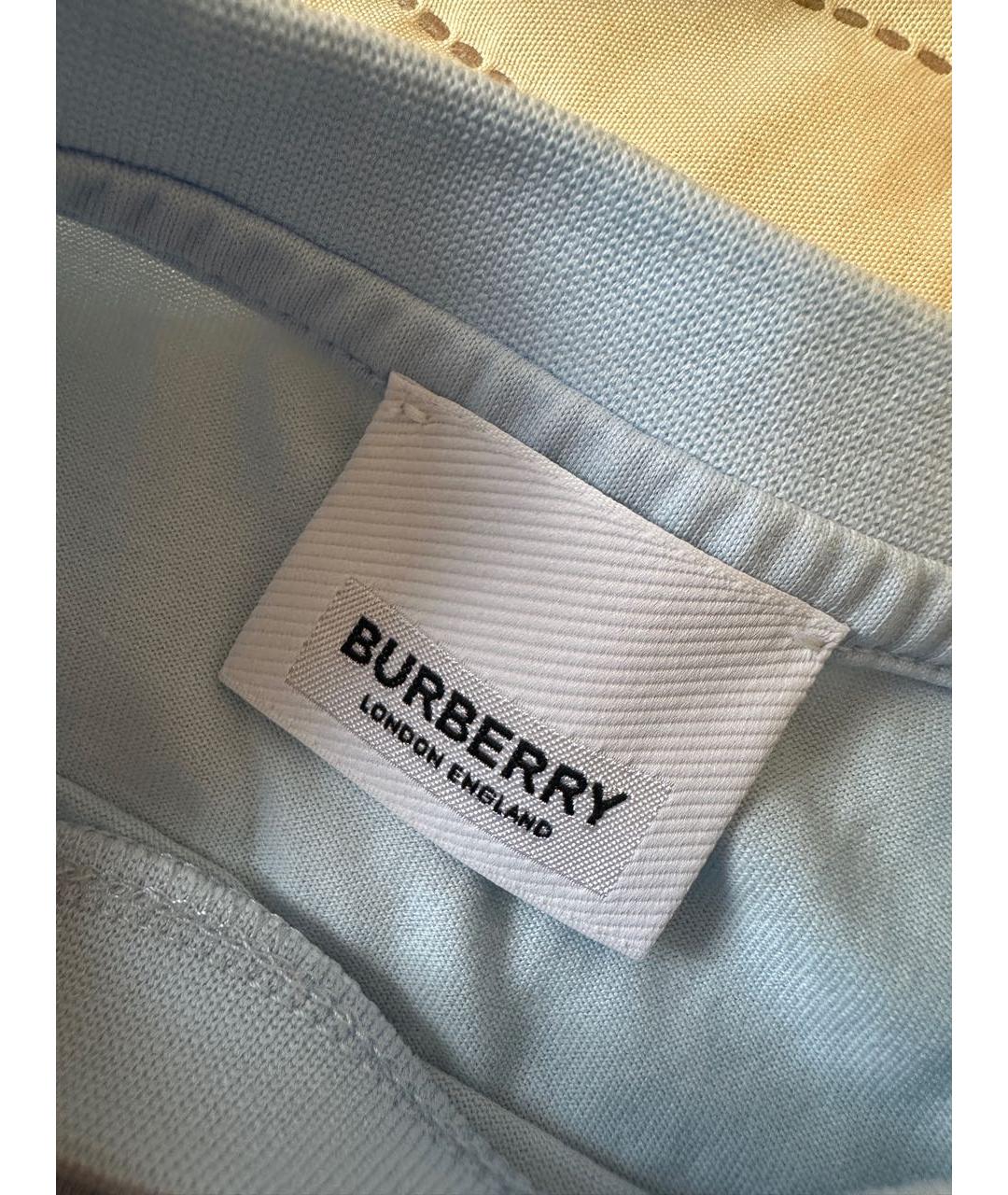 BURBERRY Голубая хлопковая детская футболка, фото 4