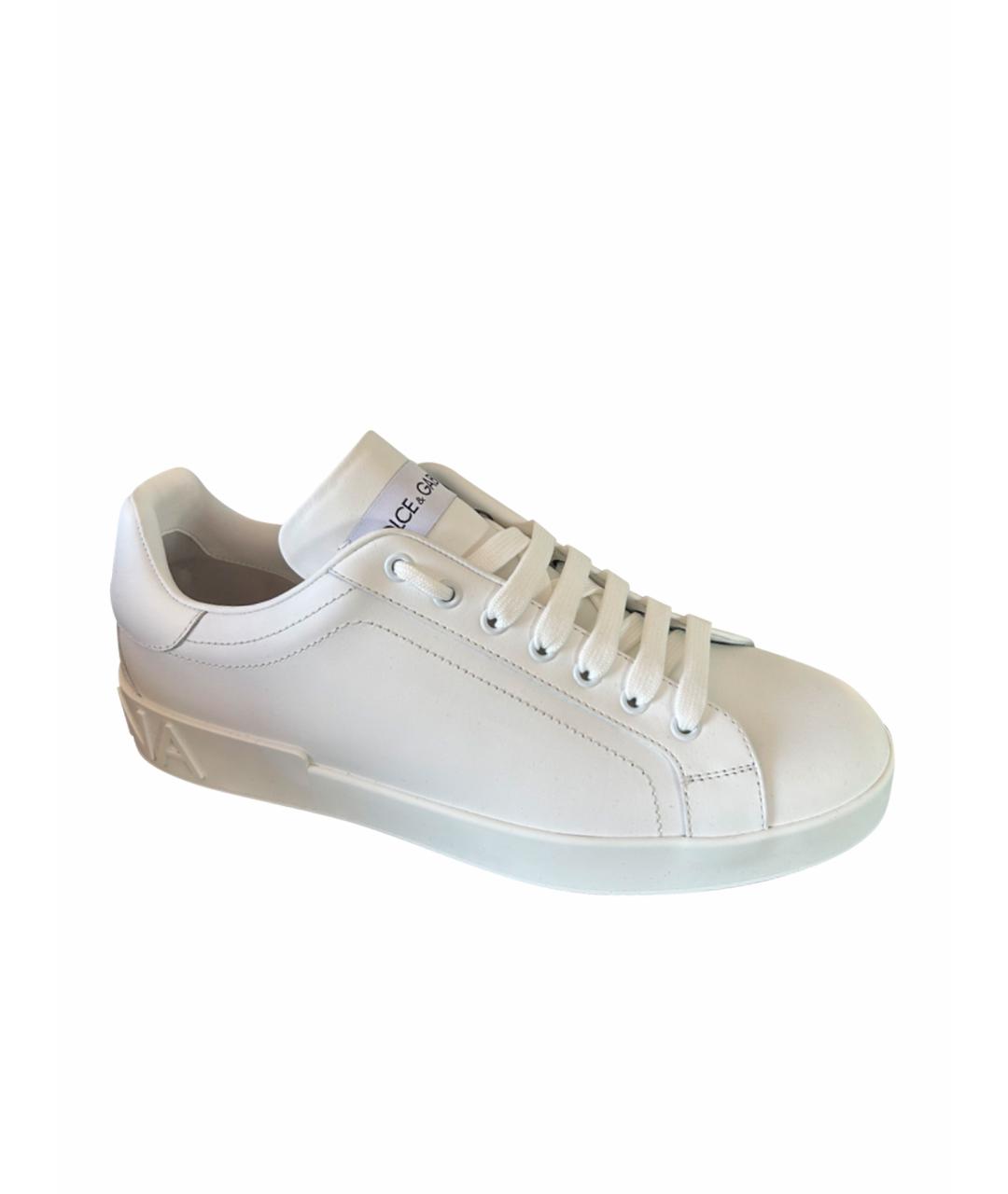 DOLCE&GABBANA Белые кожаные низкие кроссовки / кеды, фото 1