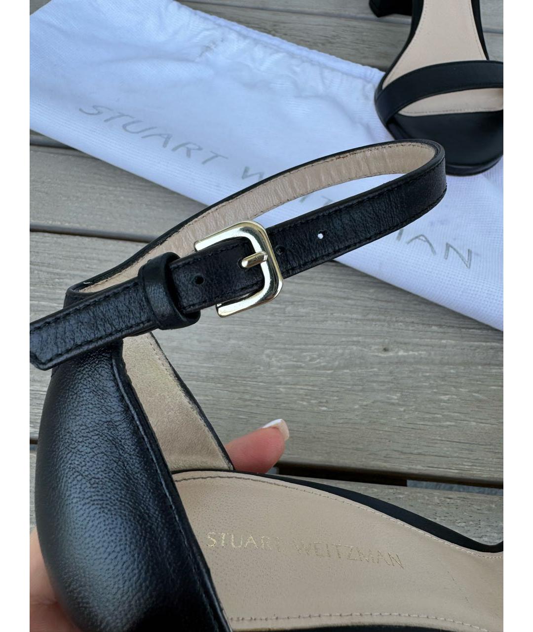STUART WEITZMAN Черные кожаные босоножки, фото 5