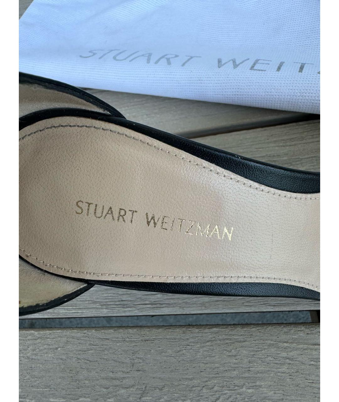 STUART WEITZMAN Черные кожаные босоножки, фото 6