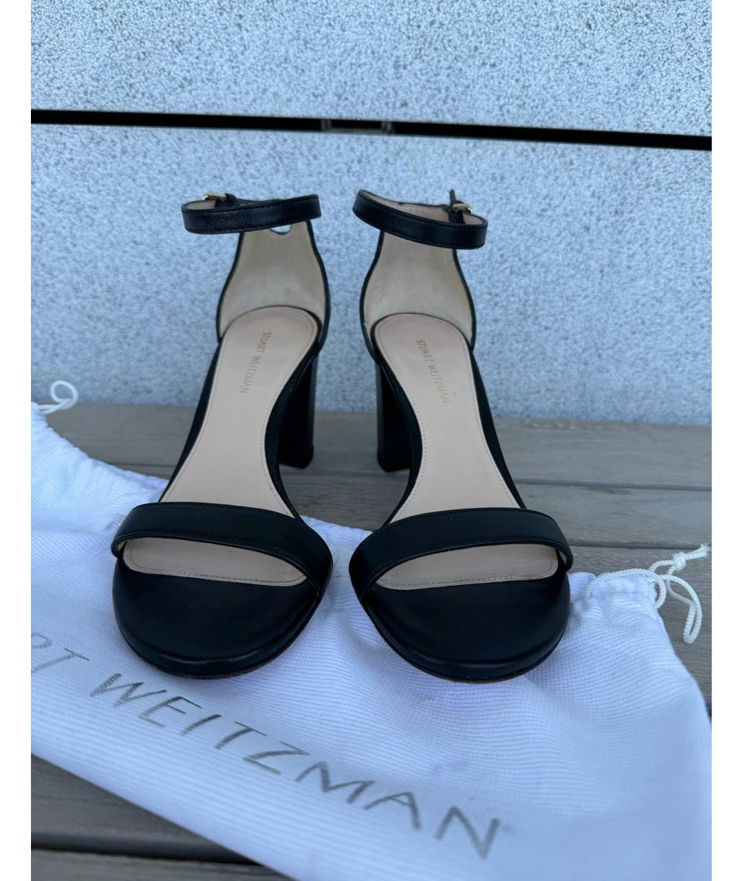 STUART WEITZMAN Черные кожаные босоножки, фото 3
