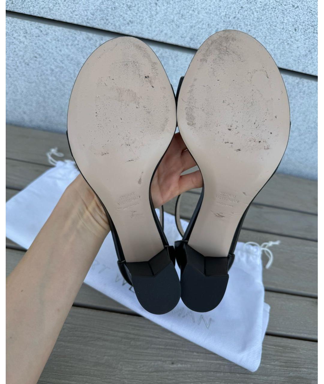 STUART WEITZMAN Черные кожаные босоножки, фото 7