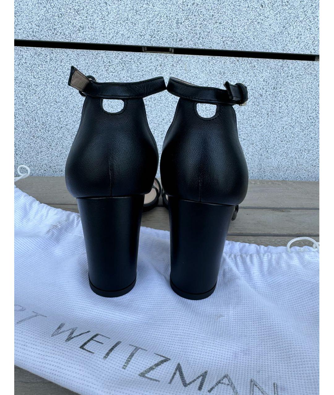 STUART WEITZMAN Черные кожаные босоножки, фото 4