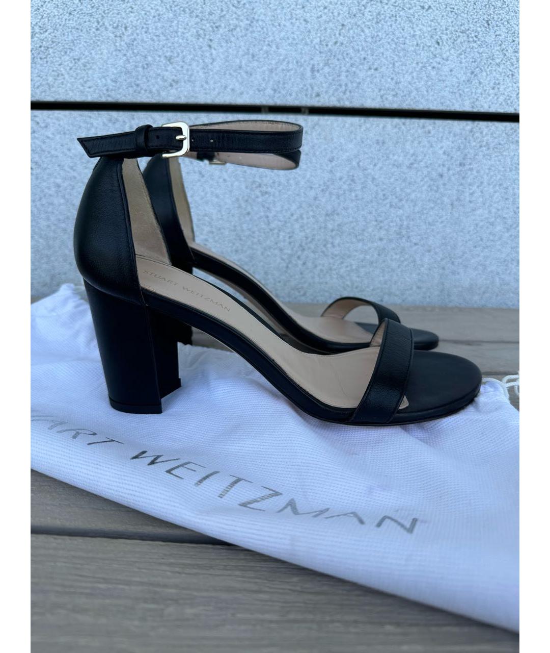 STUART WEITZMAN Черные кожаные босоножки, фото 9