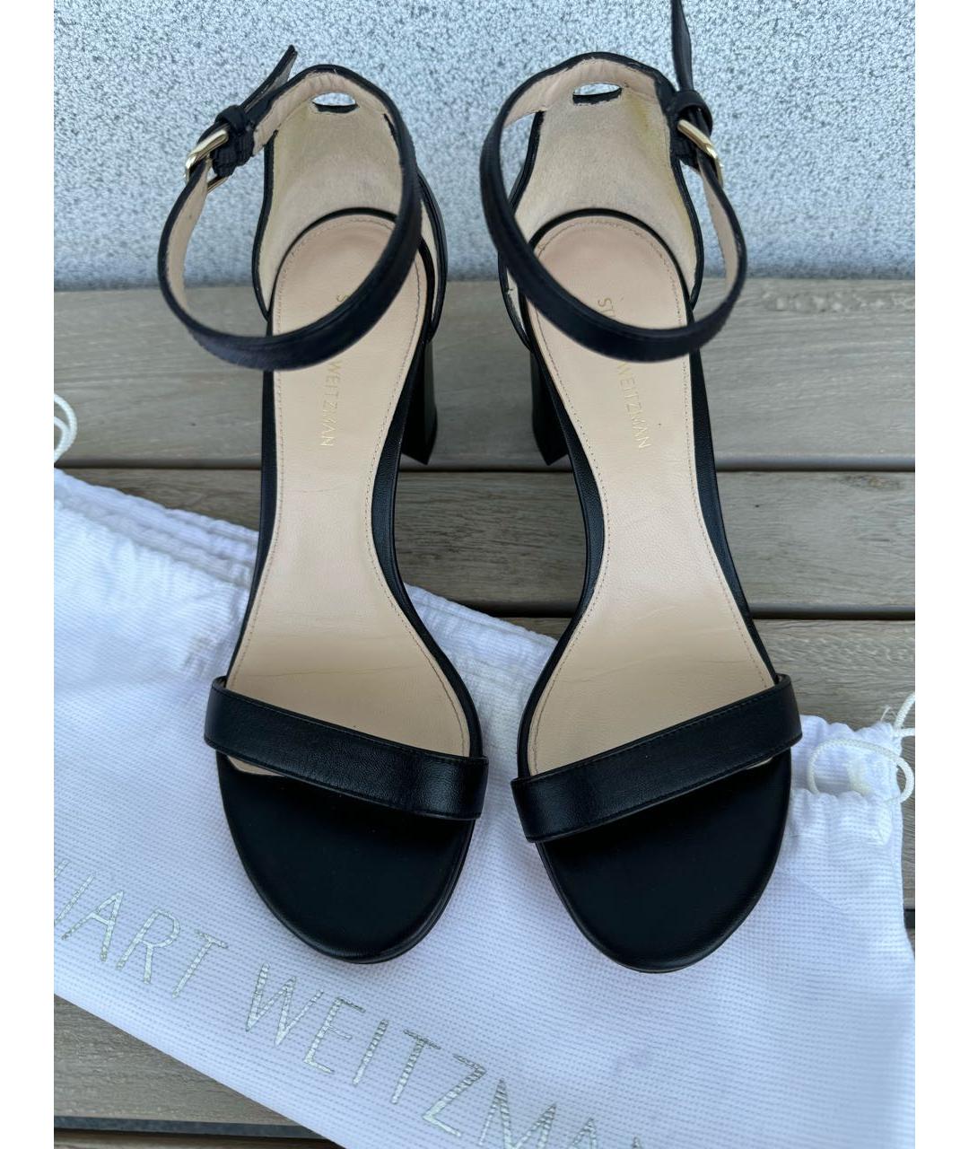 STUART WEITZMAN Черные кожаные босоножки, фото 2
