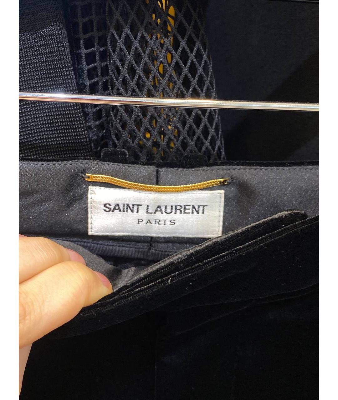 SAINT LAURENT Черные бархатные брюки широкие, фото 7