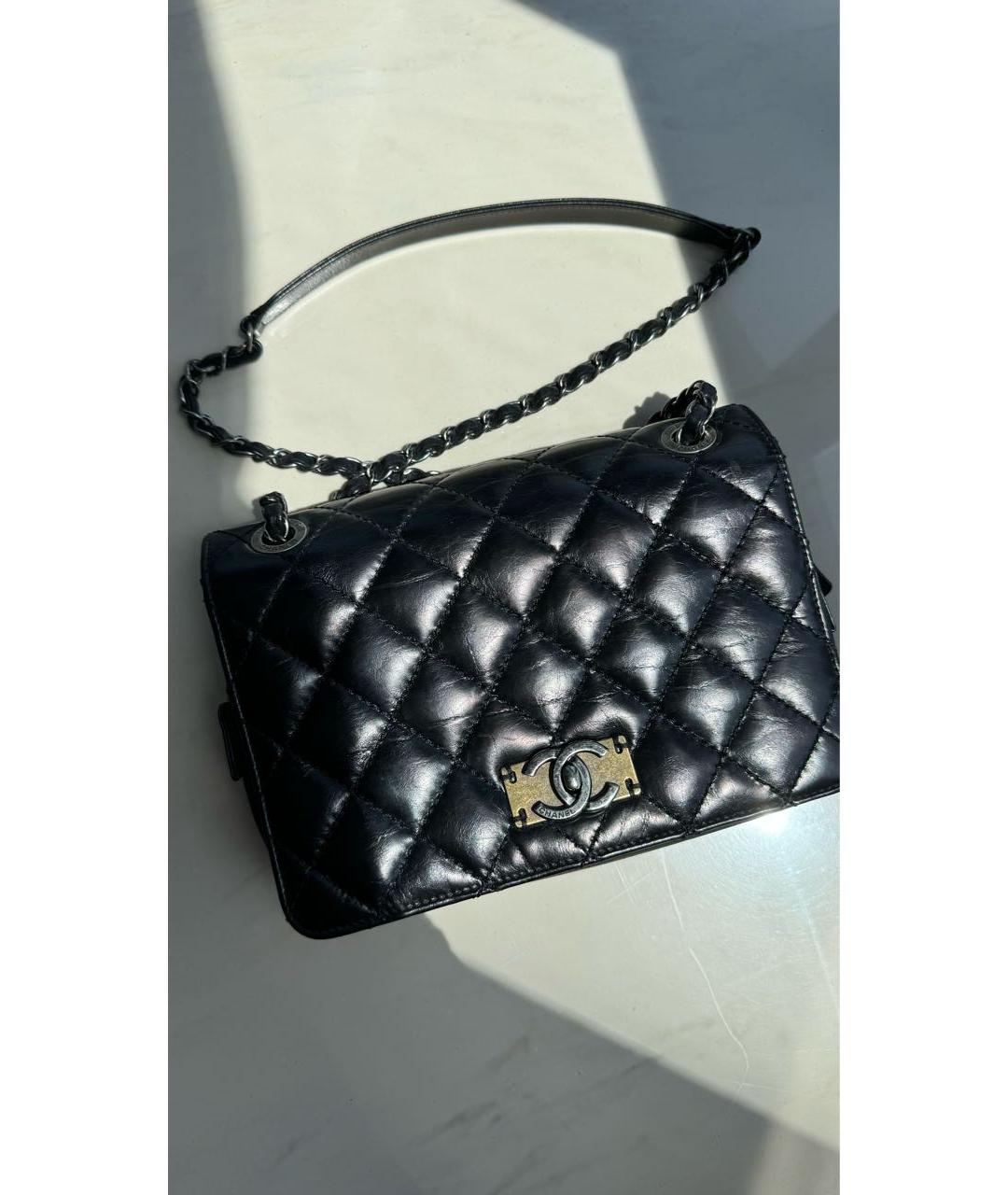 CHANEL PRE-OWNED Черная кожаная сумка через плечо, фото 7