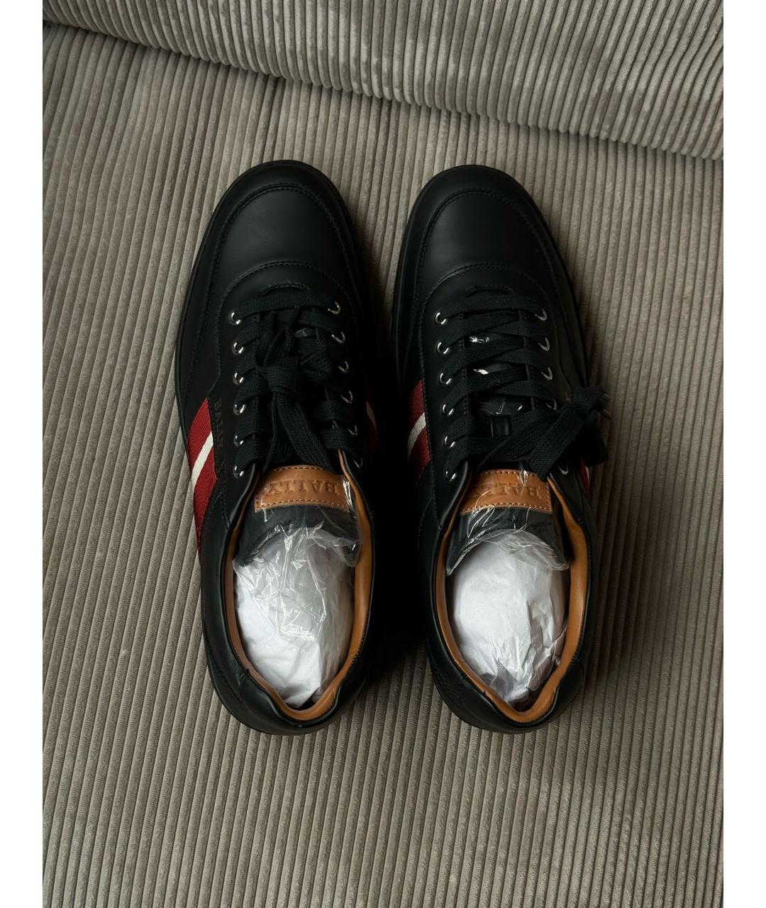 BALLY Черные кожаные низкие кроссовки / кеды, фото 7
