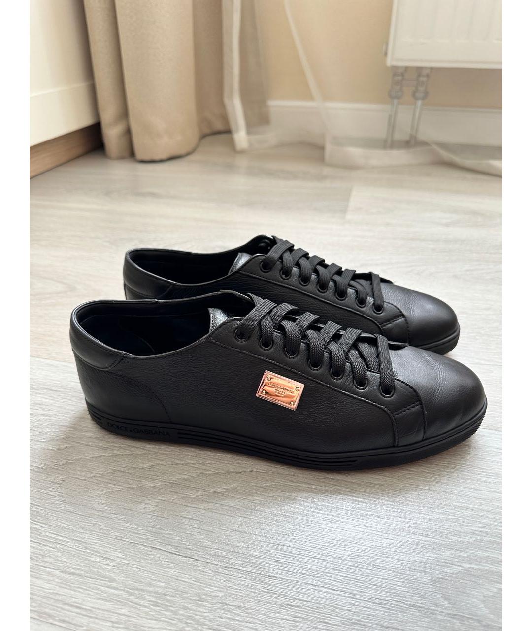 DOLCE&GABBANA Черные кожаные низкие кроссовки / кеды, фото 8