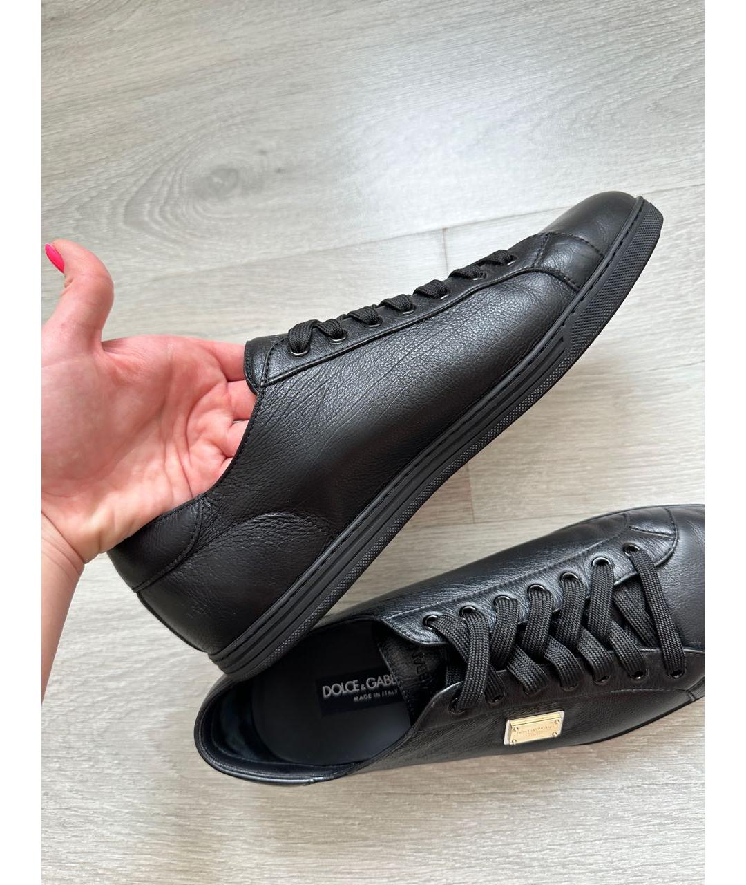 DOLCE&GABBANA Черные кожаные низкие кроссовки / кеды, фото 7