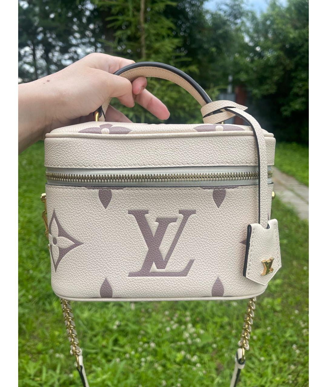 LOUIS VUITTON Бежевая кожаная сумка через плечо, фото 9