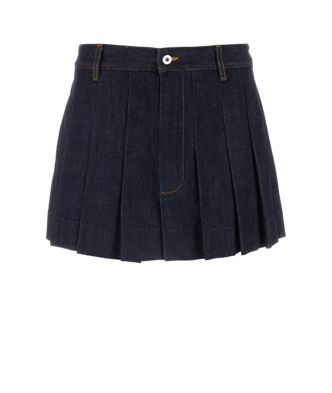 BOTTEGA VENETA Синяя хлопковая юбка мини, фото 1