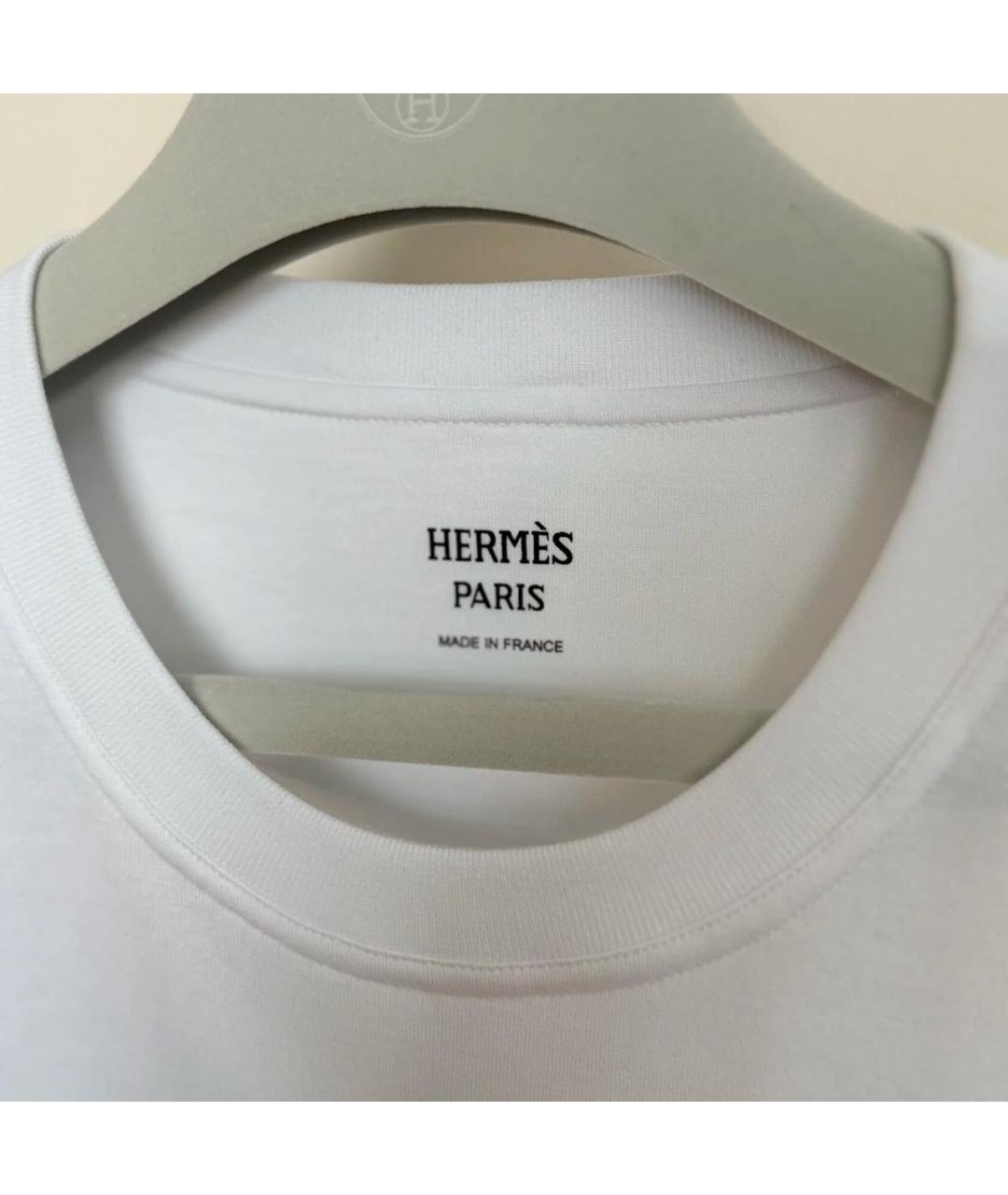 HERMES Белая хлопковая футболка, фото 3