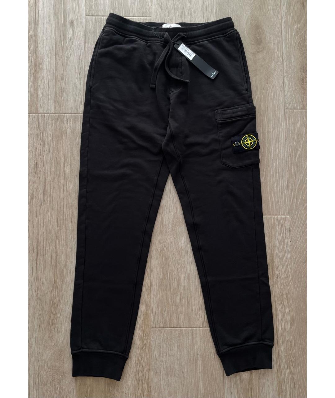 STONE ISLAND Черные хлопковые повседневные брюки, фото 2