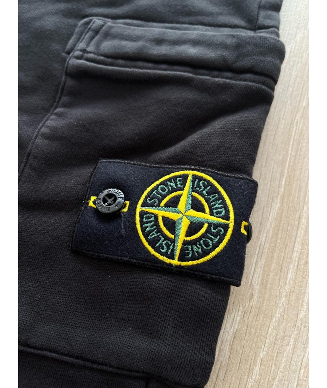 STONE ISLAND Черные хлопковые повседневные брюки, фото 3