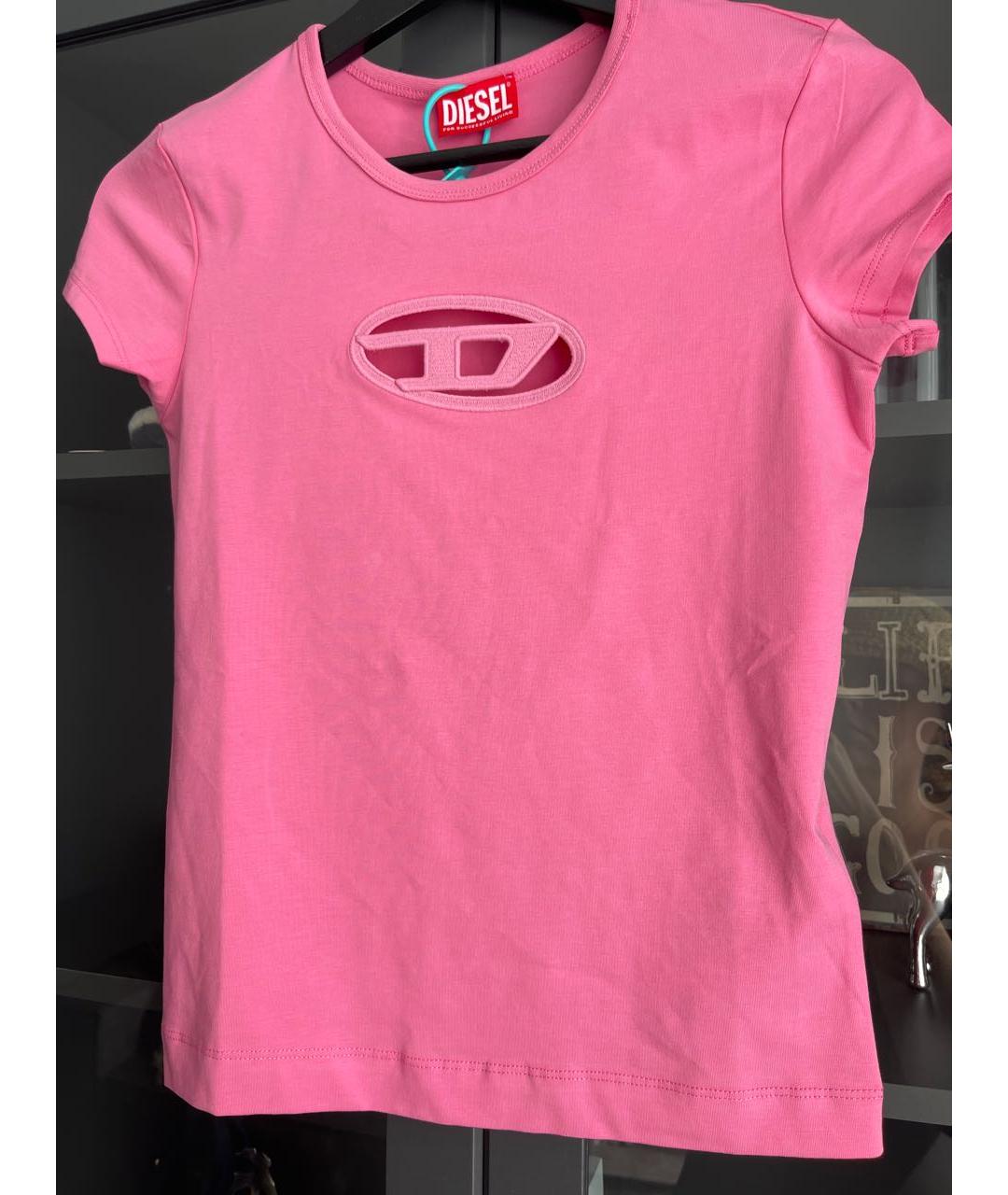 DIESEL Розовая хлопковая футболка, фото 4