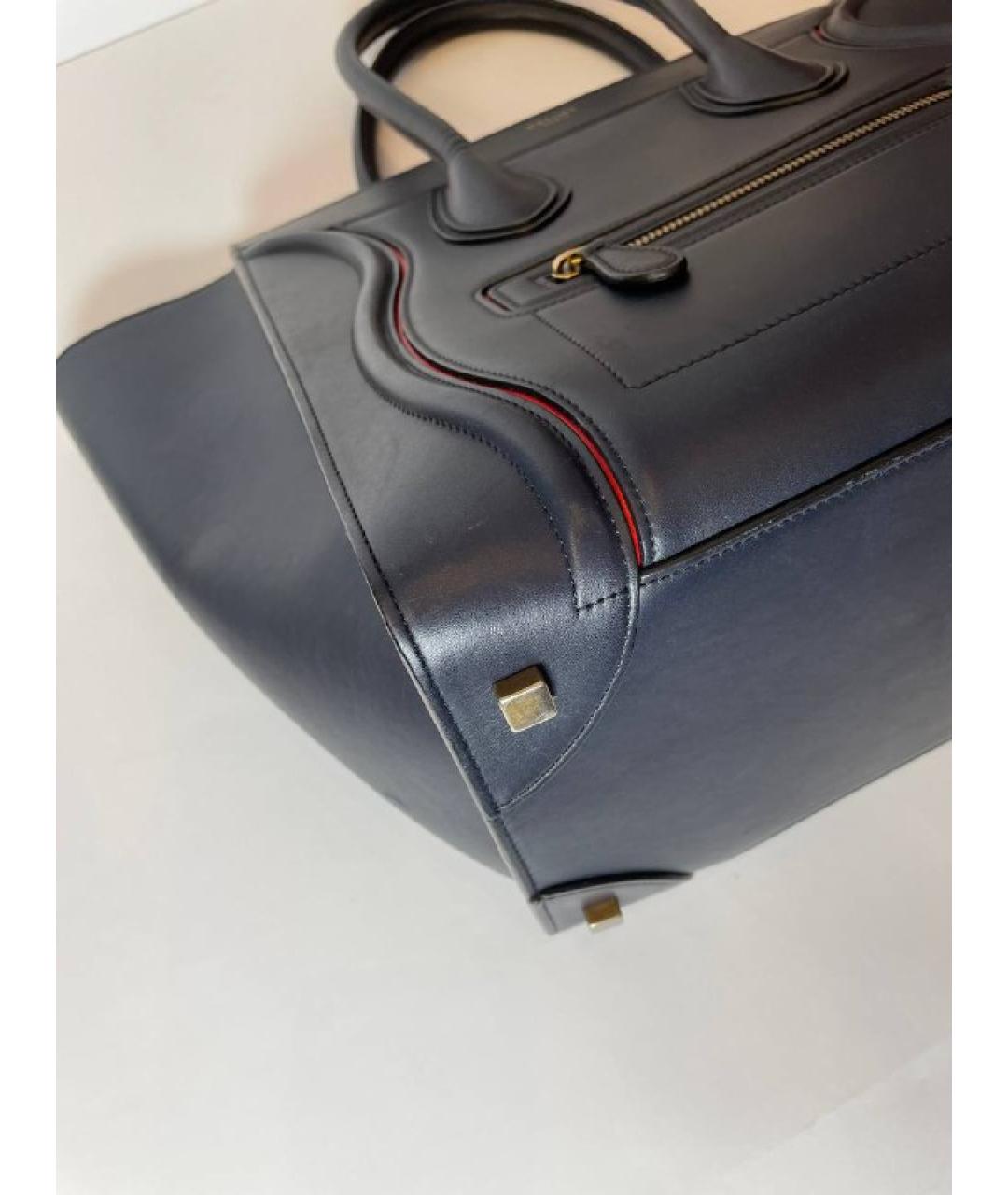 CELINE PRE-OWNED Темно-синяя кожаная сумка с короткими ручками, фото 5
