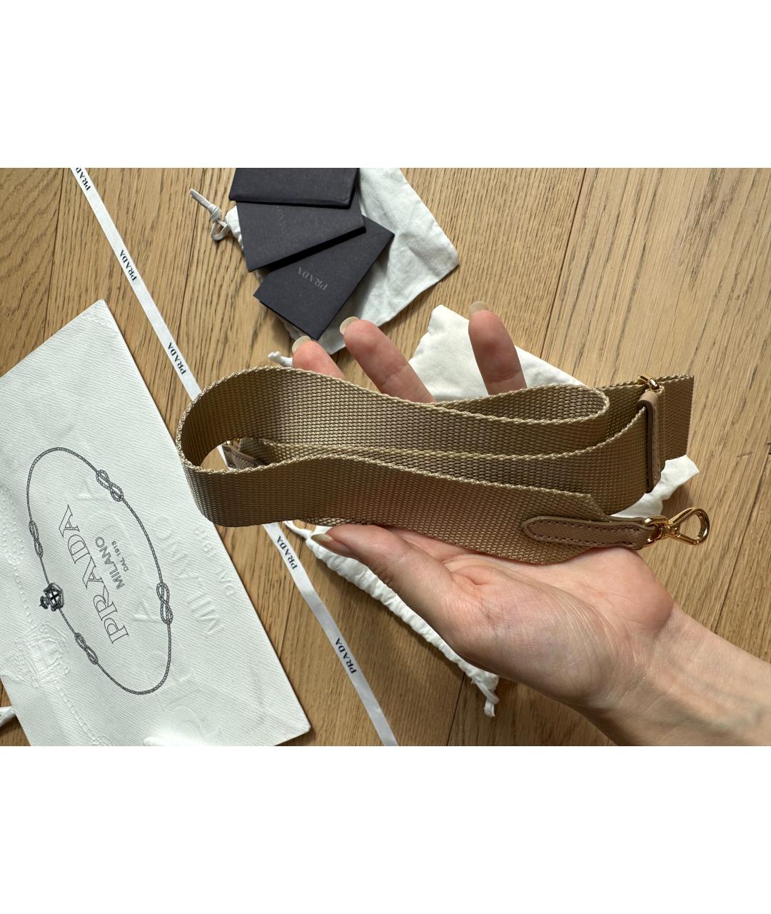 PRADA Бежевая кожаная сумка с короткими ручками, фото 9