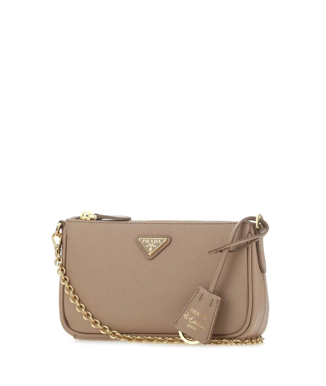 PRADA Бежевая кожаная сумка с короткими ручками, фото 2