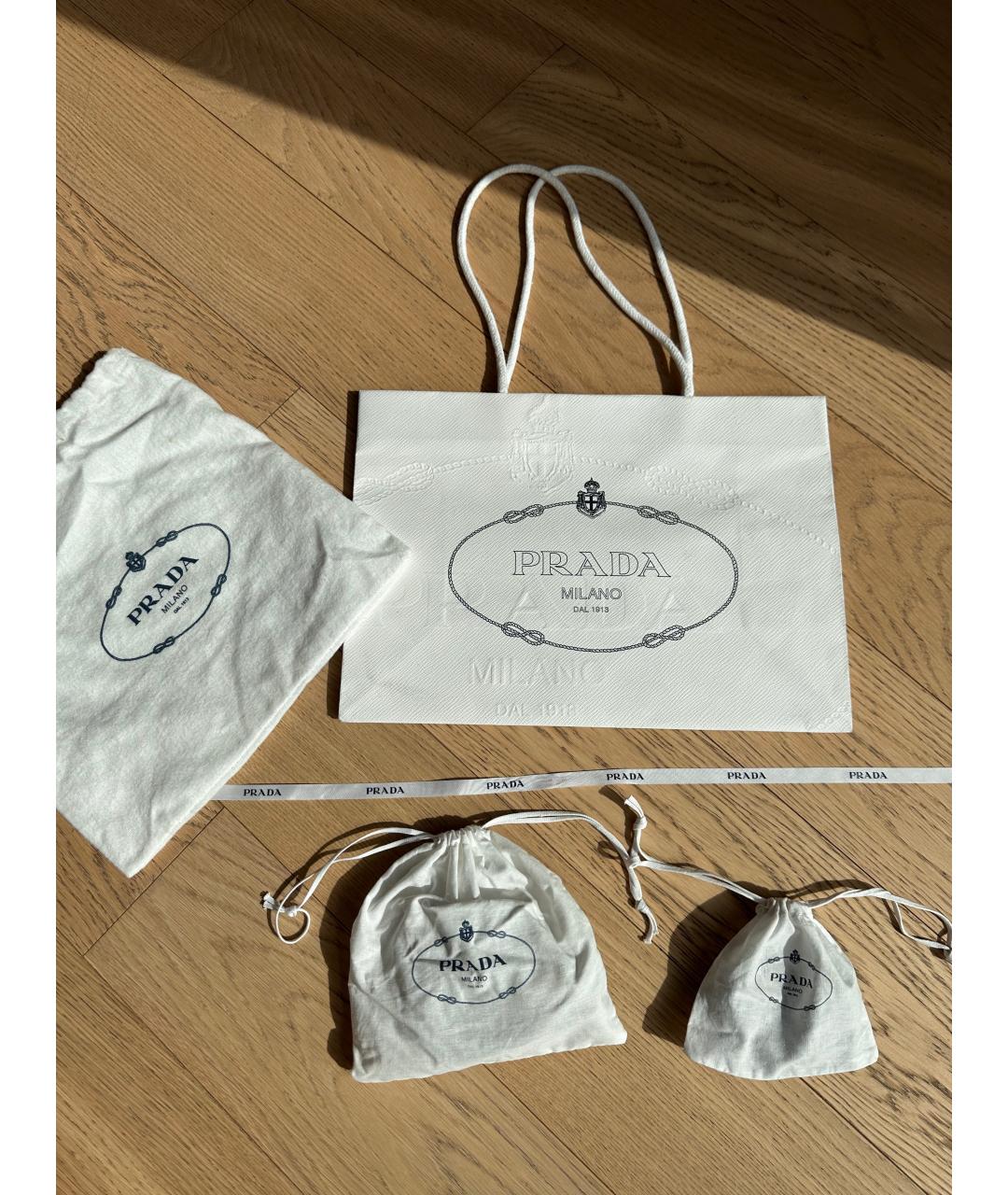 PRADA Бежевая кожаная сумка с короткими ручками, фото 7