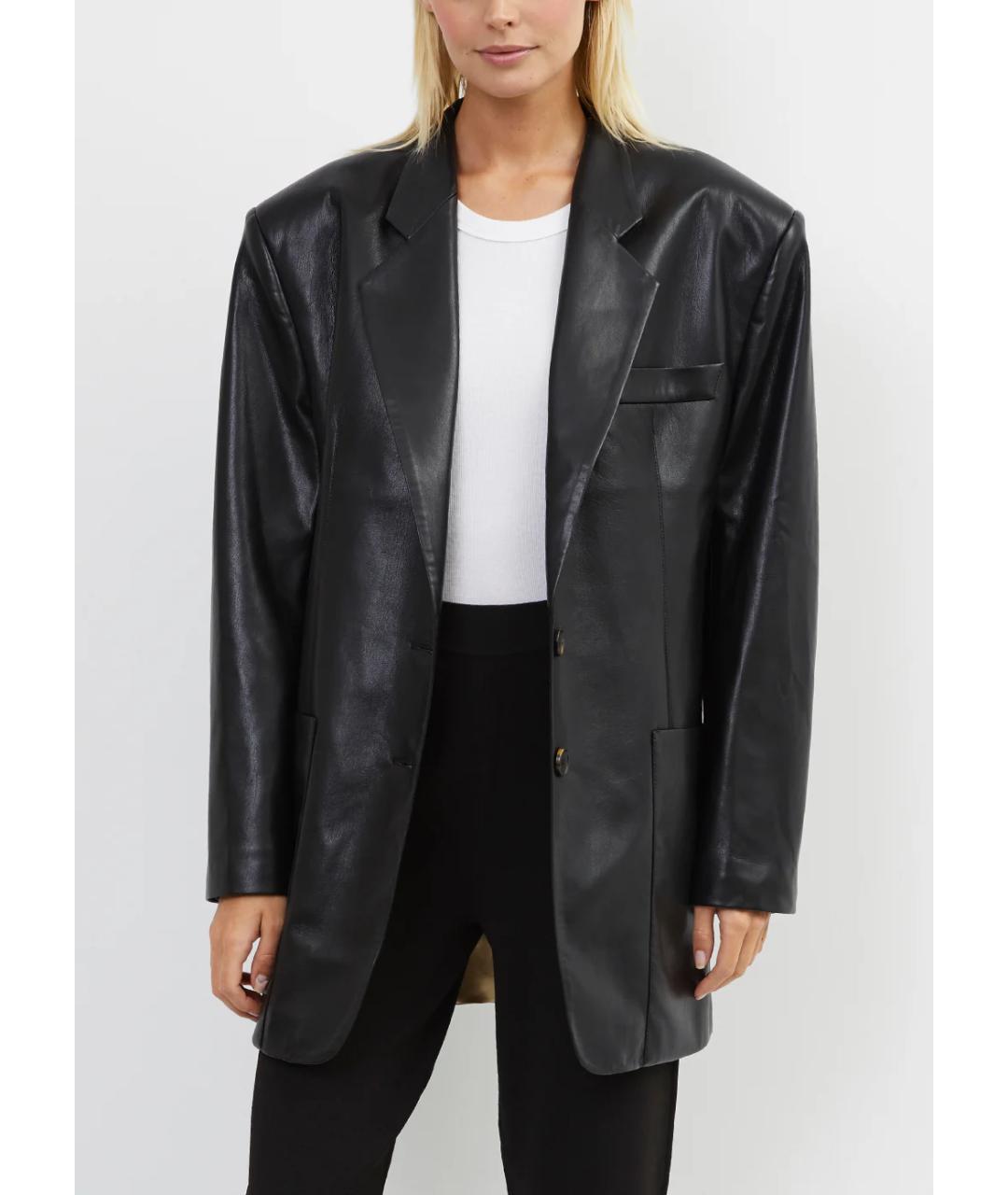 NANUSHKA Черный кожаный жакет/пиджак, фото 2