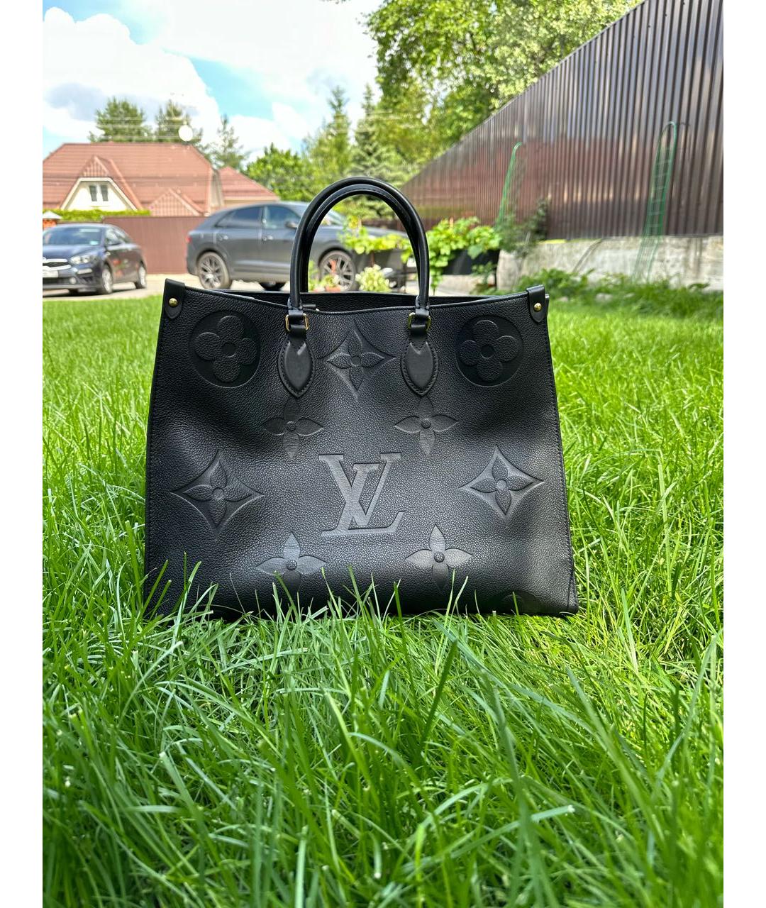 LOUIS VUITTON Черная кожаная сумка тоут, фото 2