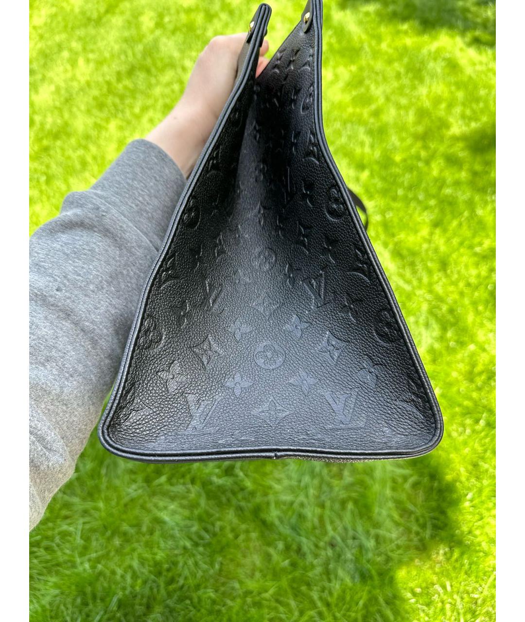 LOUIS VUITTON Черная кожаная сумка тоут, фото 7