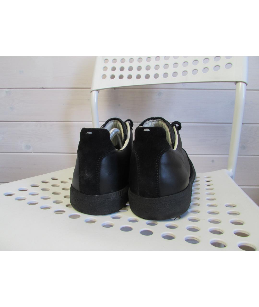 MAISON MARGIELA Черные кожаные низкие кроссовки / кеды, фото 5