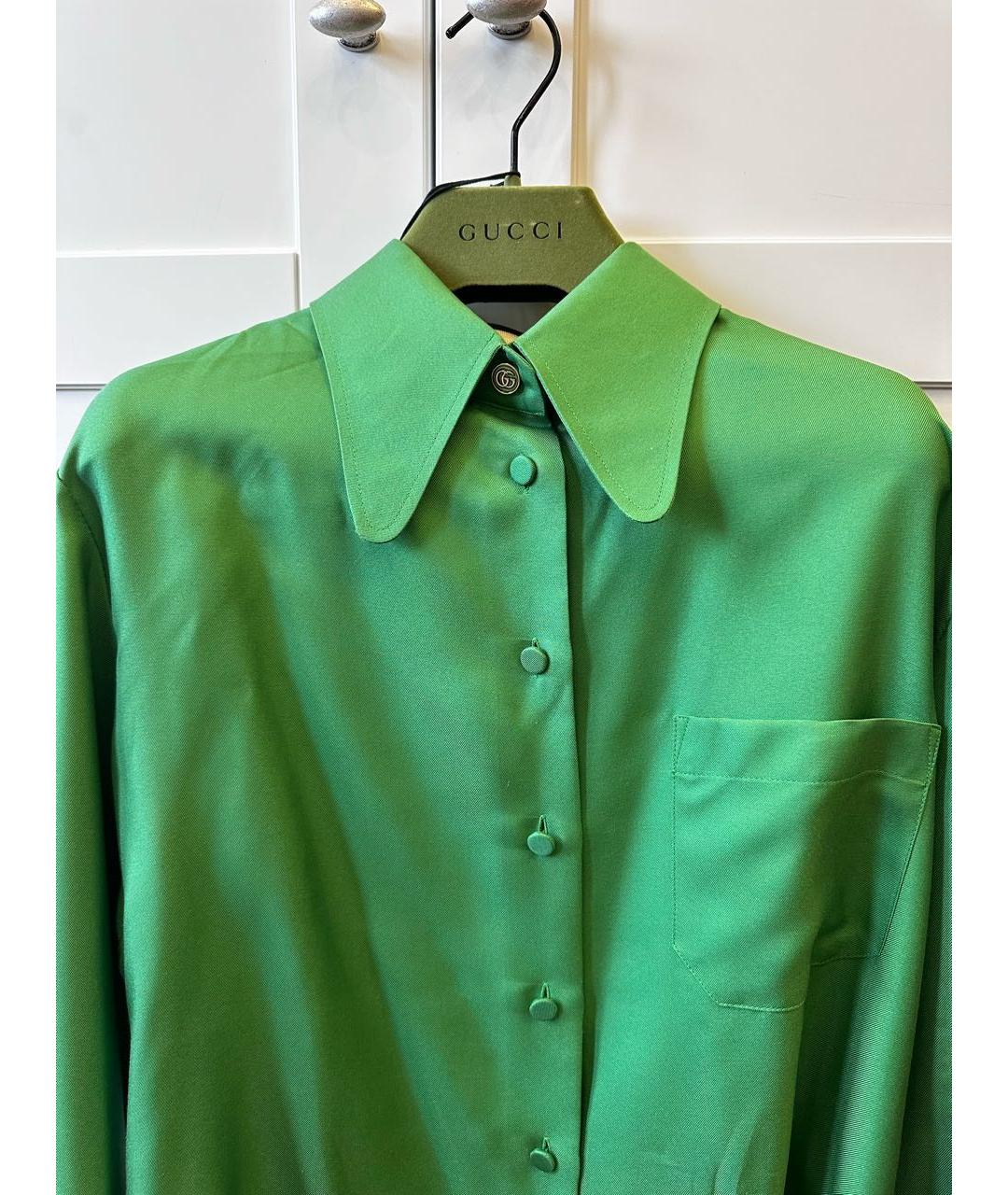 GUCCI Зеленая шелковая блузы, фото 4