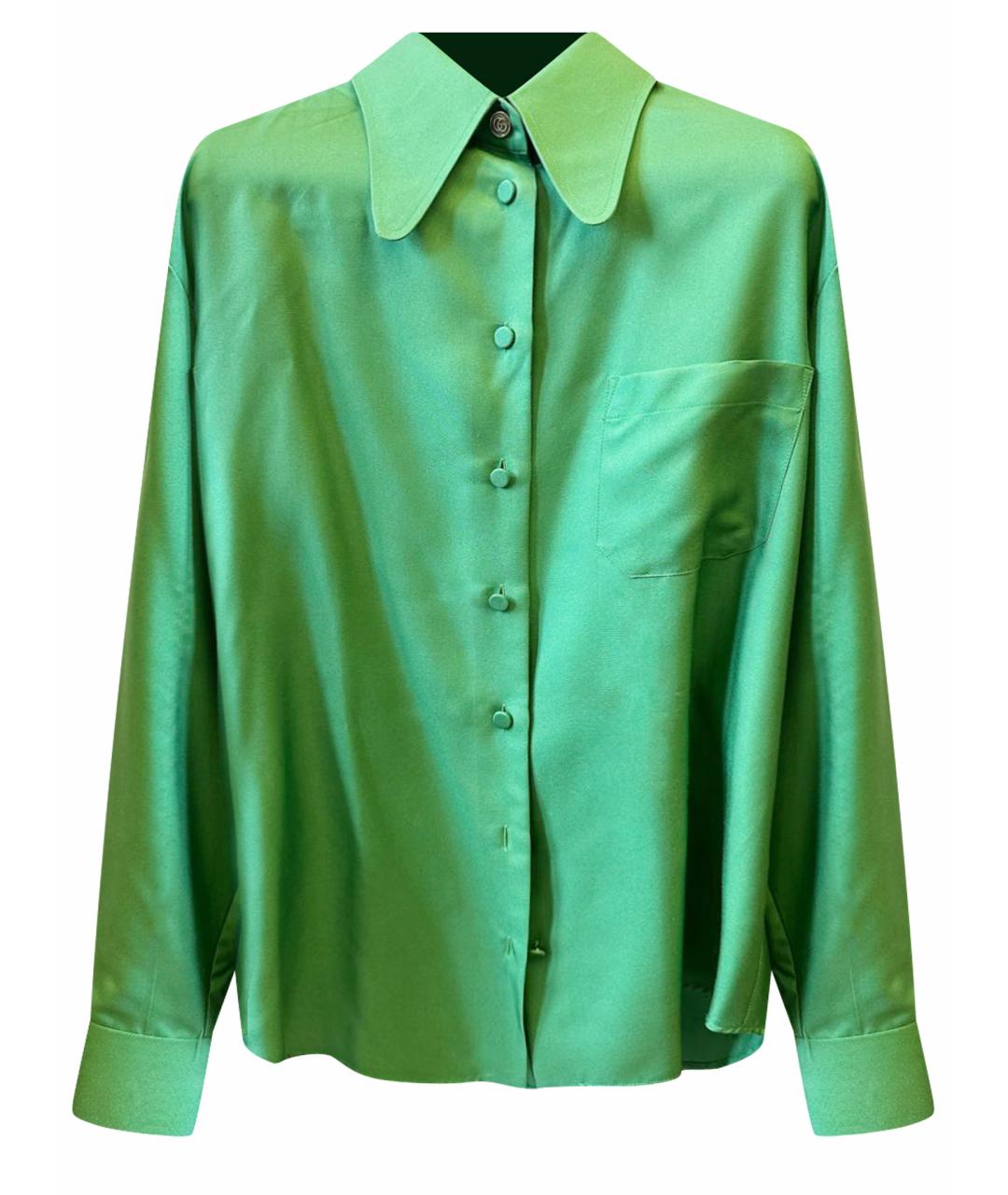 GUCCI Зеленая шелковая блузы, фото 1